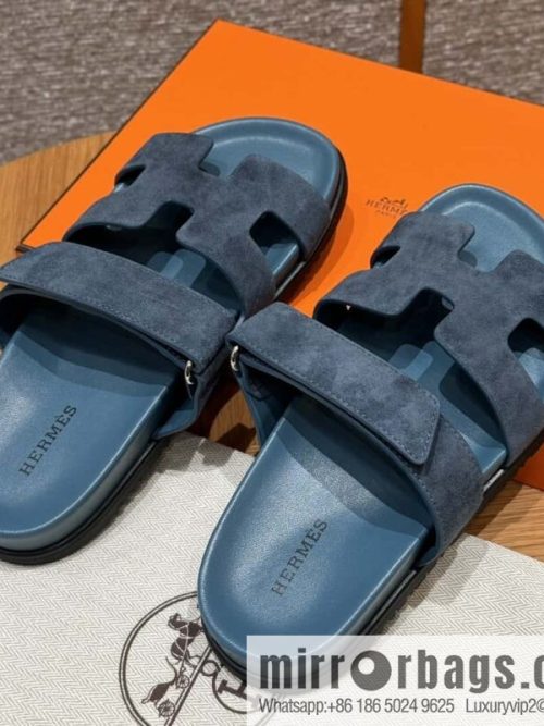 Hermès 225 CHYPRE SANDAL uncle shoes, navy blue/Purplish blue