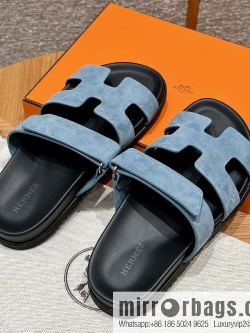 Hermès 225 CHYPRE SANDAL uncle shoes, denim blue/New Blue Jeans