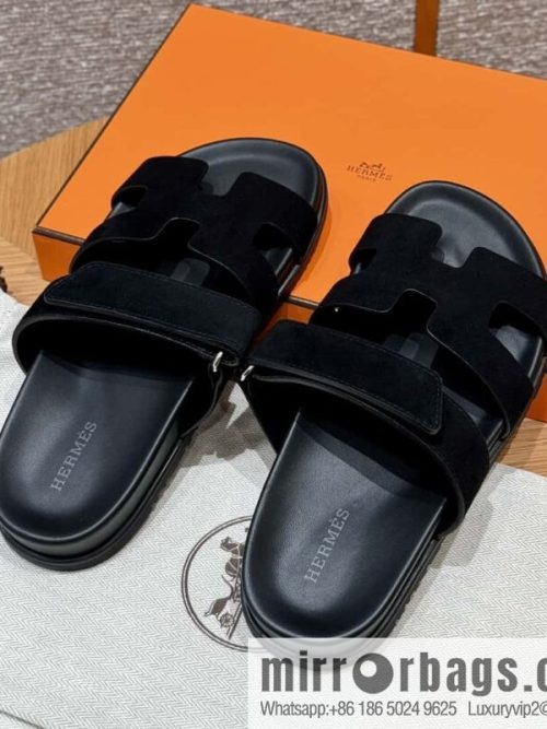Hermès 225 CHYPRE SANDAL uncle shoes, black/ck89/noir