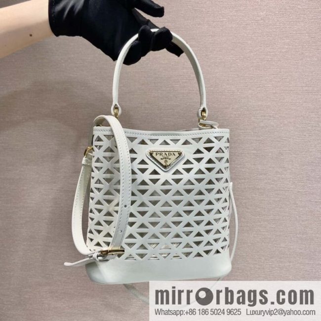 PRADA 🎉 cut-out bucket bag 🎉 1BA217 cut-out white