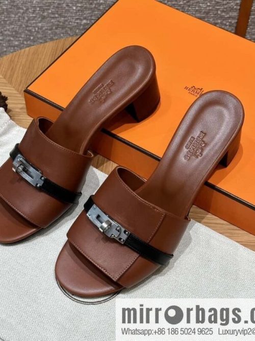 Hermès 187 Gigi Kelly High Heels, Flat Weave/Swift Saddle Red/OG/Rouge Sellier/Black/89/Black
