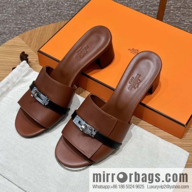 Hermès 187 Gigi Kelly High Heels, Flat Weave/Swift Saddle Red/OG/Rouge Sellier/Black/89/Black