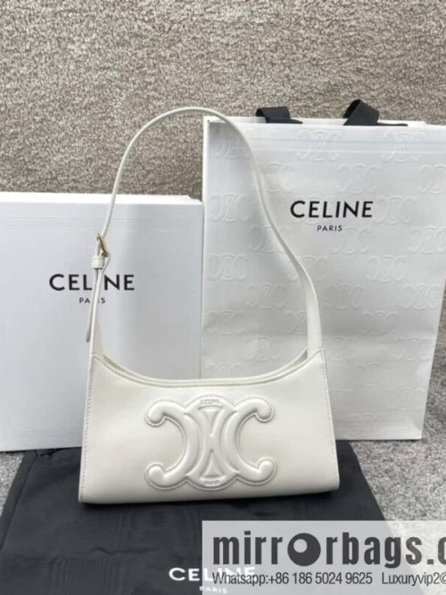 CELINE\'s new armpit bag collection TRIOMPHE handbag 198153 white