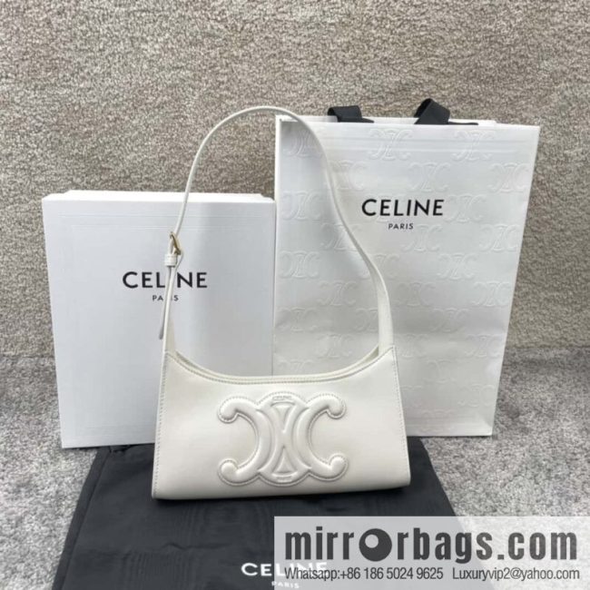 CELINE\'s new armpit bag collection TRIOMPHE handbag 198153 white