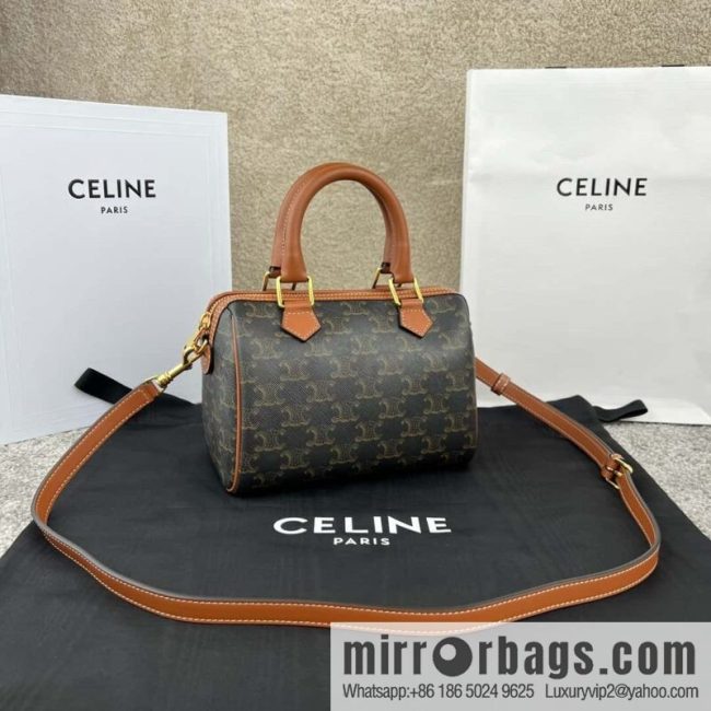 CELINE small logo printed cow leather (fabric) Boston bag 113772 old color
