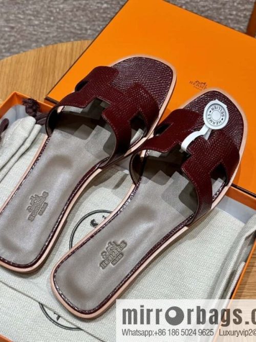 Hermès 181 Oran Sandals, Saddle Red/OG/Rouge Sellier Lizard 🦎/Lizard