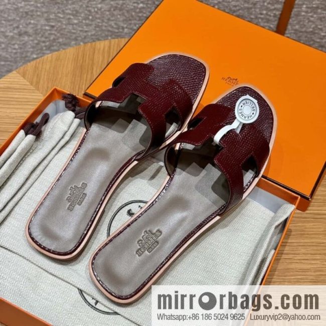 Hermès 181 Oran Sandals, Saddle Red/OG/Rouge Sellier Lizard 🦎/Lizard