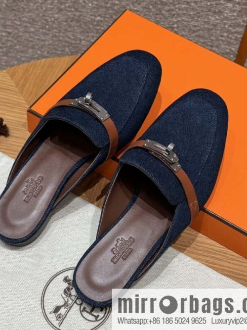 Hermès 188 OZ mule half trailers, cowboy blue/cowboy blue /Cowboy