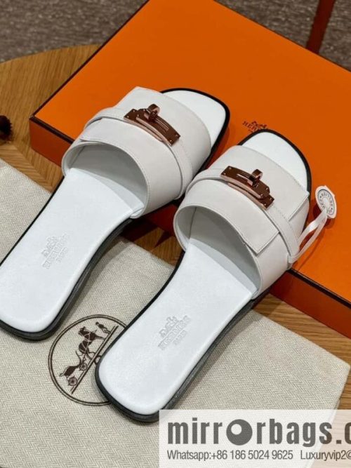 Hermès 183Kelly tow sandals Gigi50 white/01Blanc calfskin /calfskin