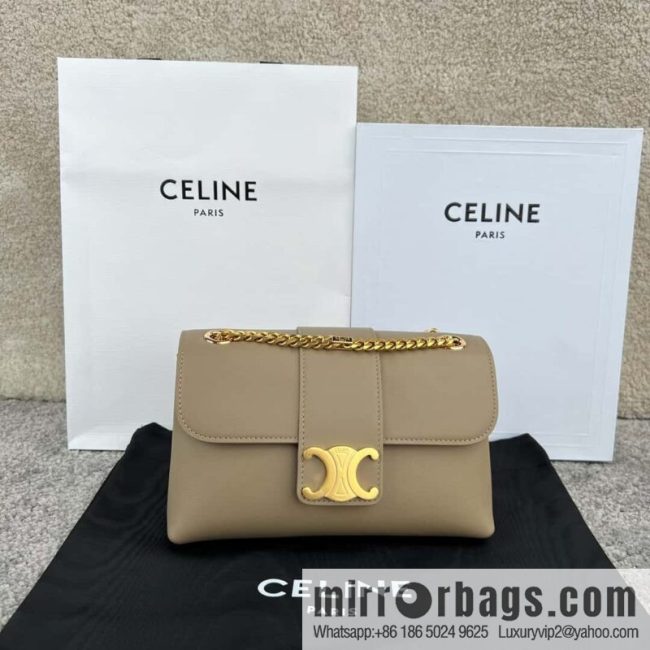 CELINE TEEN VICTOIRE Small soft cow leather (fabric) handbag 116593 apricot