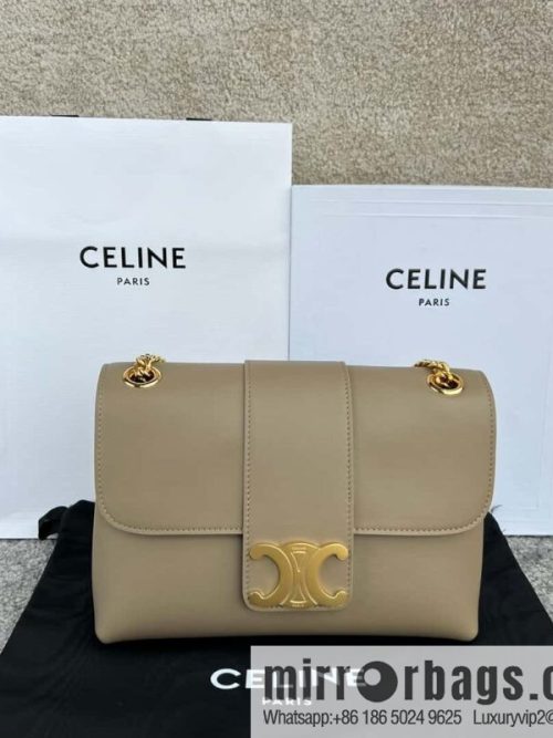 CELINE VICTOIRE medium soft cow leather (fabric) handbag 115853 apricot