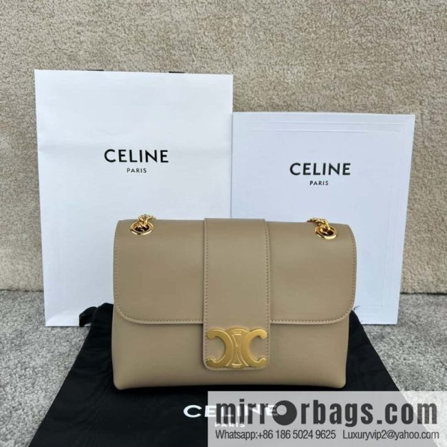 CELINE VICTOIRE medium soft cow leather (fabric) handbag 115853 apricot