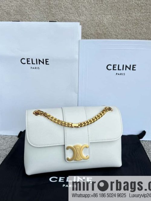 CELINE TEEN VICTOIRE Small soft cow leather (fabric) handbag 116593 white