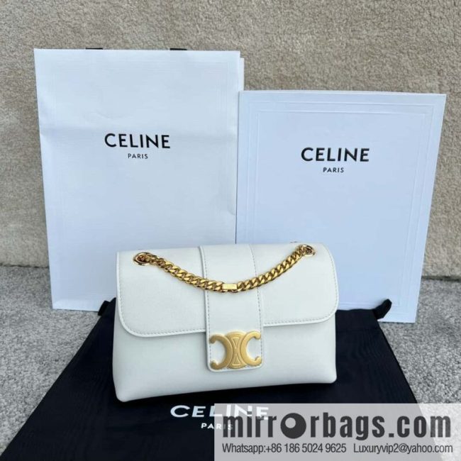 CELINE TEEN VICTOIRE Small soft cow leather (fabric) handbag 116593 white