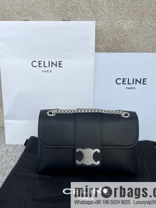 CELINE TEEN VICTOIRE Small soft cow leather (fabric) handbag 116593 black/silver buckle