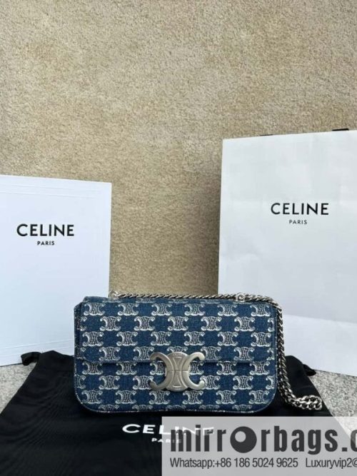 CELINE TRIOMPHE denim chain strap backpack 115202 denim