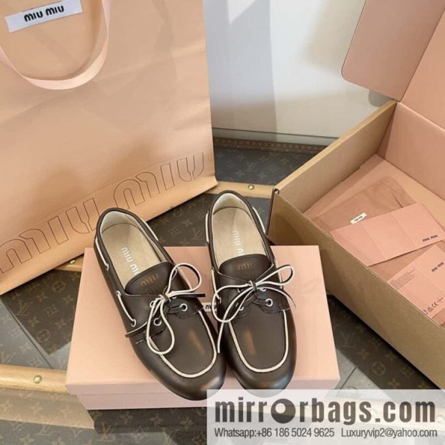 𝐌𝐢𝐮𝐌𝐢𝐮|| Miu Miu Bow Lace Up Sailing Flat Loafers