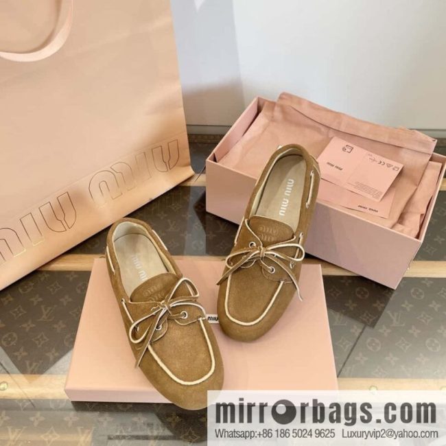 𝐌𝐢𝐮𝐌𝐢𝐮|| Miu Miu Bow Lace Up Sailing Flat Loafers