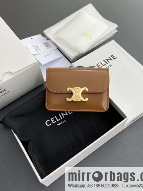 Celine TRIOMPHE shiny beef leather (fabric) flip card holder 10I 582 CPJ.04LU