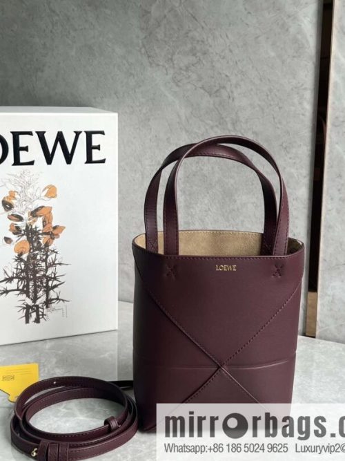 LOEWE puzzle folding series foldable tote bag 0695 burgundy