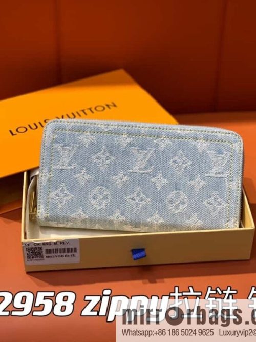 [Original single boutique] M82958 light blue denim, single zipper wallet series zippy zipper wallet (denim)