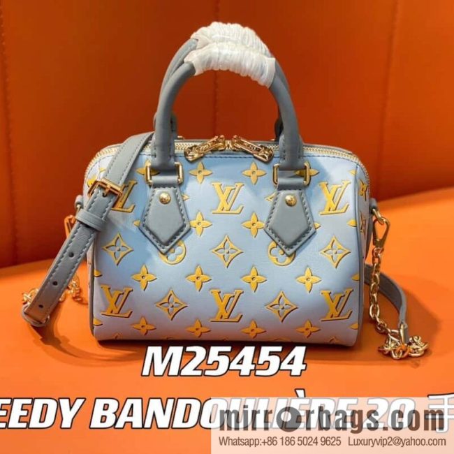[Original order boutique] M25454 blue silk screen printing, full leather speedy pillow bag series SPEEDY BANDOULIZRE 20 handbag