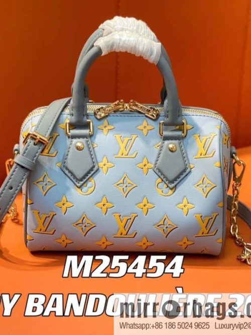 [Original order boutique] M25454 blue silk screen printing, full leather speedy pillow bag series SPEEDY BANDOULIZRE 20 handbag