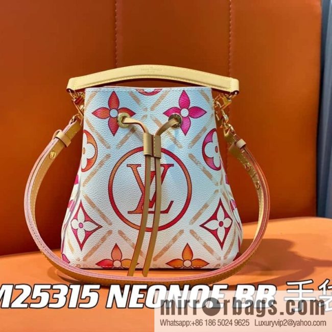 [Original single boutique] M25315 rose red printed small bucket bag series Néonoé BB handbag (summer 2024)