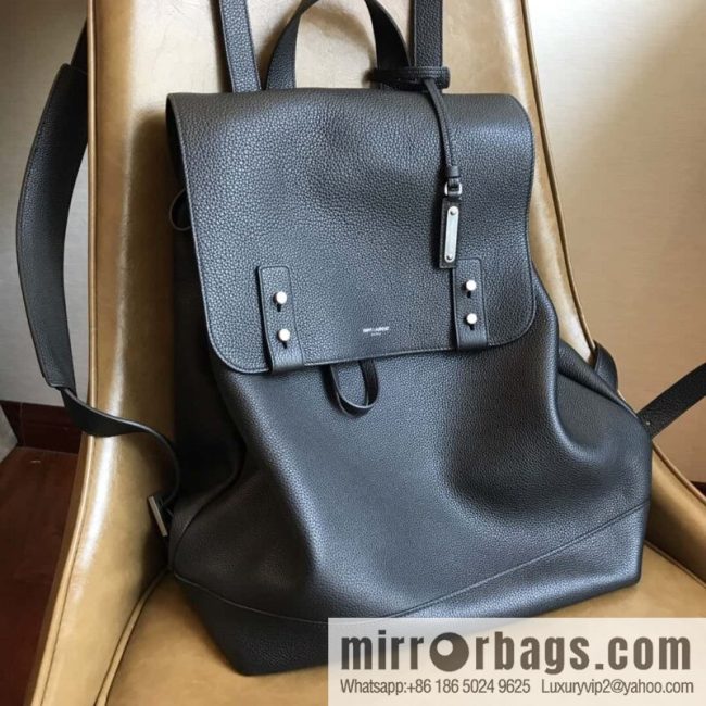 YSL black grain leather SAC DE JOUR SOUPLE backpack 480585