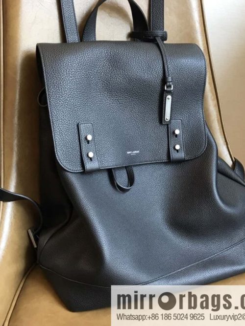 YSL black grain leather SAC DE JOUR SOUPLE backpack 480585
