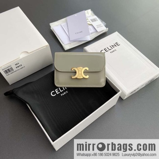 CELINE TRIOMPHE bright beef leather (fabric) flip card holder 10I 582 CPJ.04LU