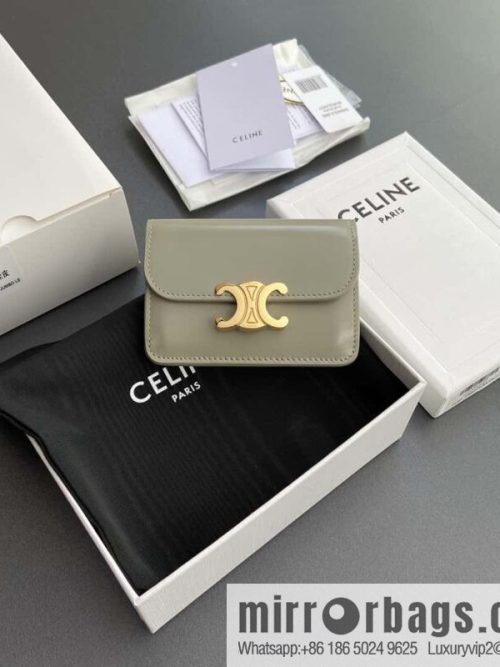 CELINE TRIOMPHE bright beef leather (fabric) flip card holder 10I 582 CPJ.04LU