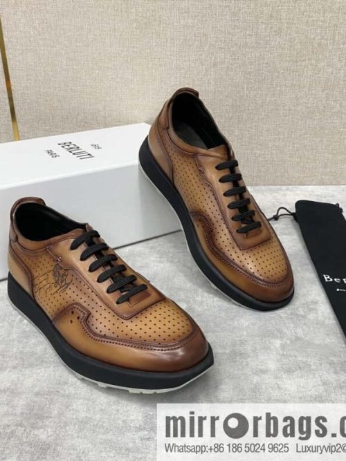 Berlut Spring/Summer New, Light Track Leather Punch Sneakers