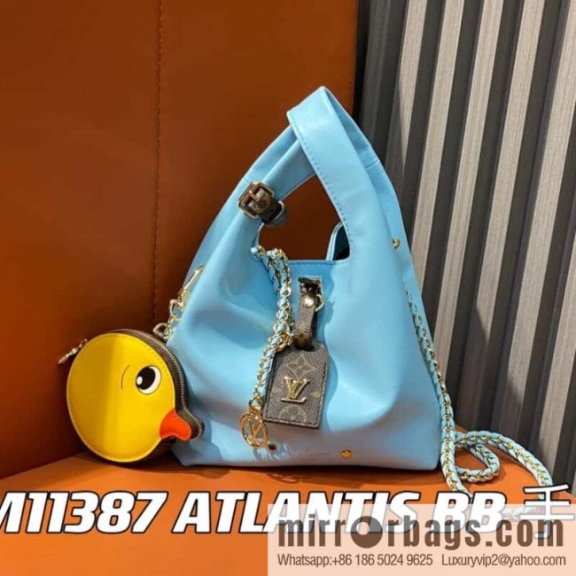 [Original order boutique] M11387 blue full leather (with little yellow duck) variable code chip version, small shopping bag series ATLANTIS BB handbag