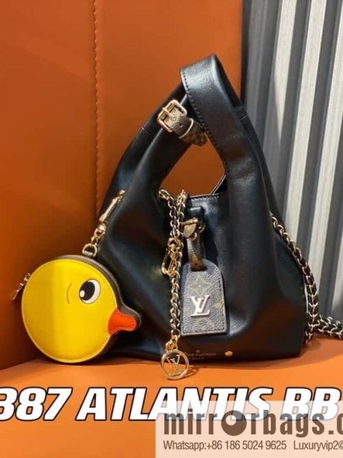 [Original single boutique] M11387 black full leather (with little yellow duck) variable code chip version, small shopping bag series ATLANTIS BB handbag