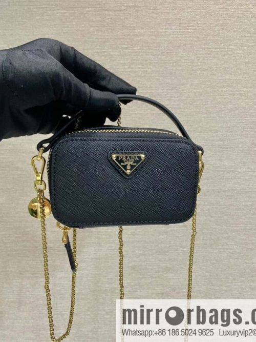 PRADA 🎉 mini small oblique strap bag 🎉 1NR025 cross pattern leather black