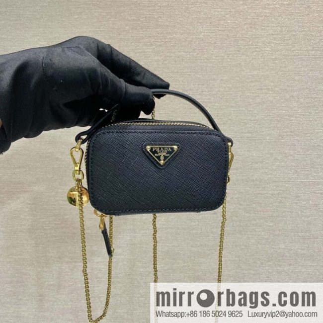 PRADA 🎉 mini small oblique strap bag 🎉 1NR025 cross pattern leather black