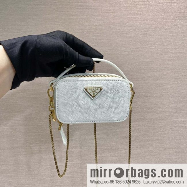 PRADA 🎉 mini diagonal bag 🎉 1NR025 cross pattern leather white