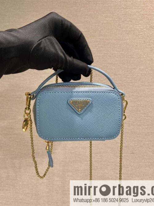 PRADA 🎉 mini diagonal bag 🎉 1NR025 cross pattern leather blue