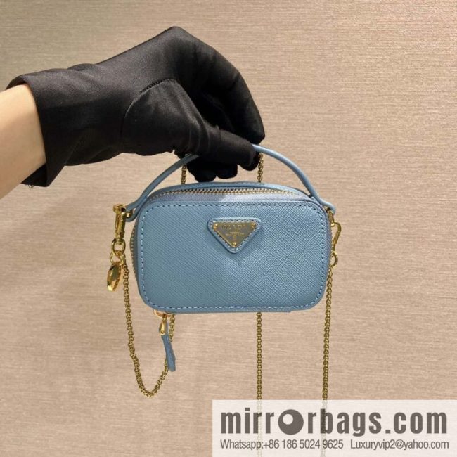 PRADA 🎉 mini diagonal bag 🎉 1NR025 cross pattern leather blue