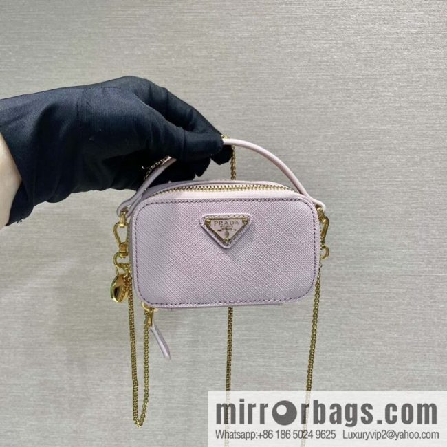 PRADA 🎉 mini small oblique straddle bag 🎉 1NR025 cross pattern leather pink