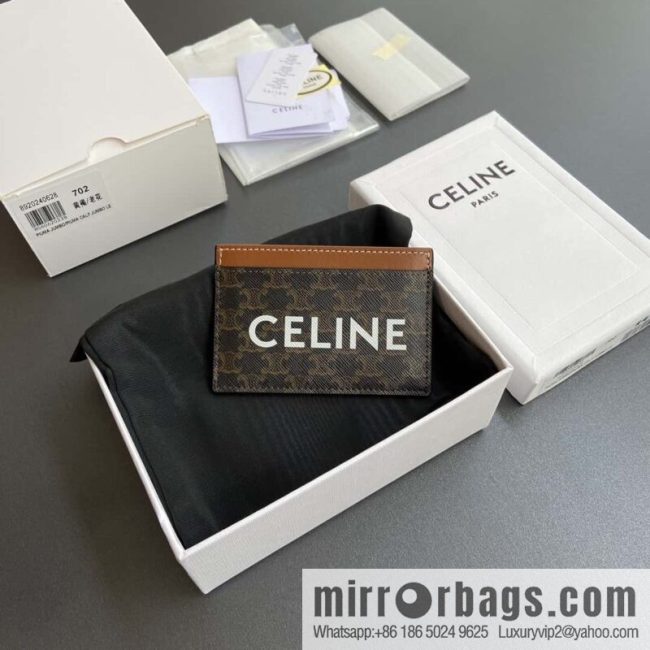 CELINE TRIOMPHE logo printed card holder 10B702CLY.04LU 702