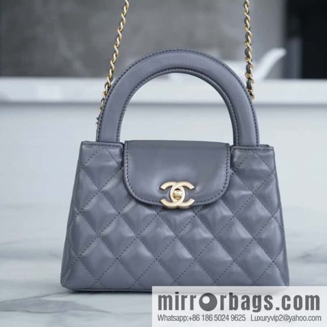𝗖𝗛𝗔𝗘𝗡𝗟✦ 24A Premium Craft Workshop Kelly Handle Bag, Large, Dark Grey 🐘 AS4416