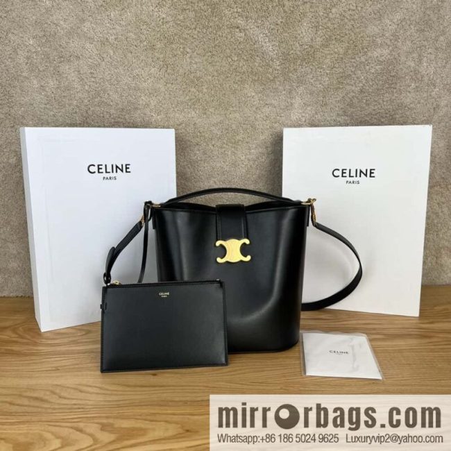 CELINE LOUISE Medium smooth cow leather (fabric) handbag 116613 black