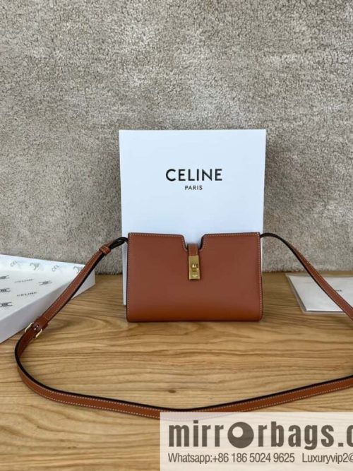 CELINE\'s new Mini16 small satchel 100443 brown