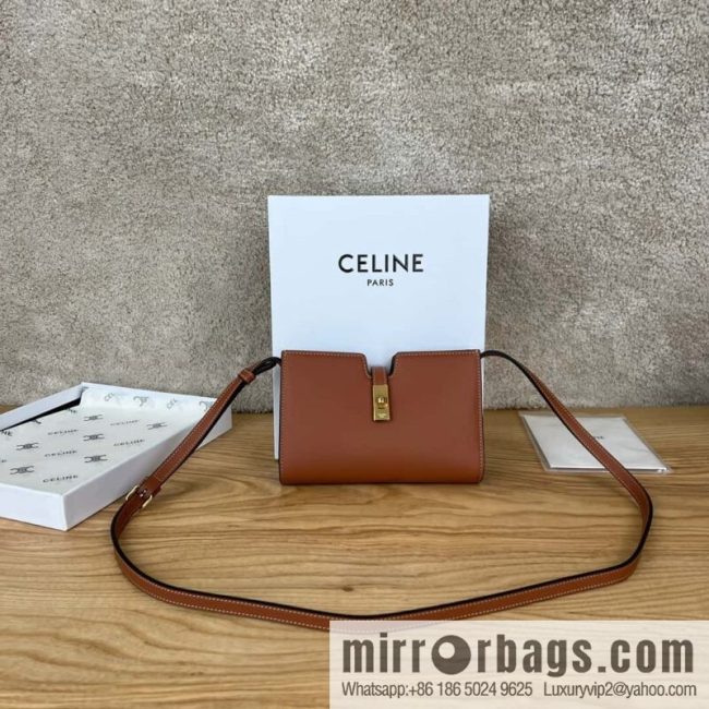 CELINE\'s new Mini16 small satchel 100443 brown