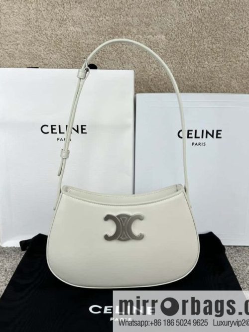 CELINE TILI Medium glossy cow leather (fabric) handbag 115703 white