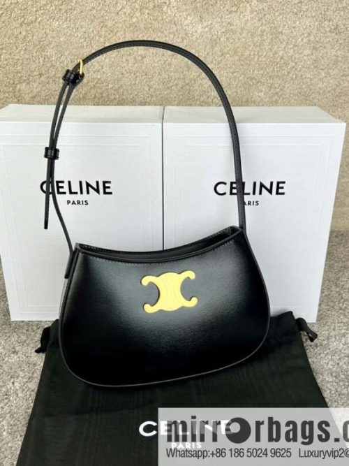 CELINE TILI medium glossy cow leather (fabric) handbag 115703 black