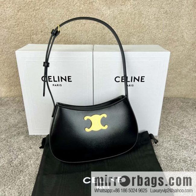 CELINE TILI medium glossy cow leather (fabric) handbag 115703 black