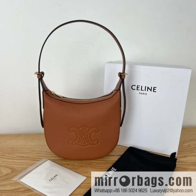 CELINE S HELOISE TRIOMPHE soft cow leather (fabric) handbag 117253 brown